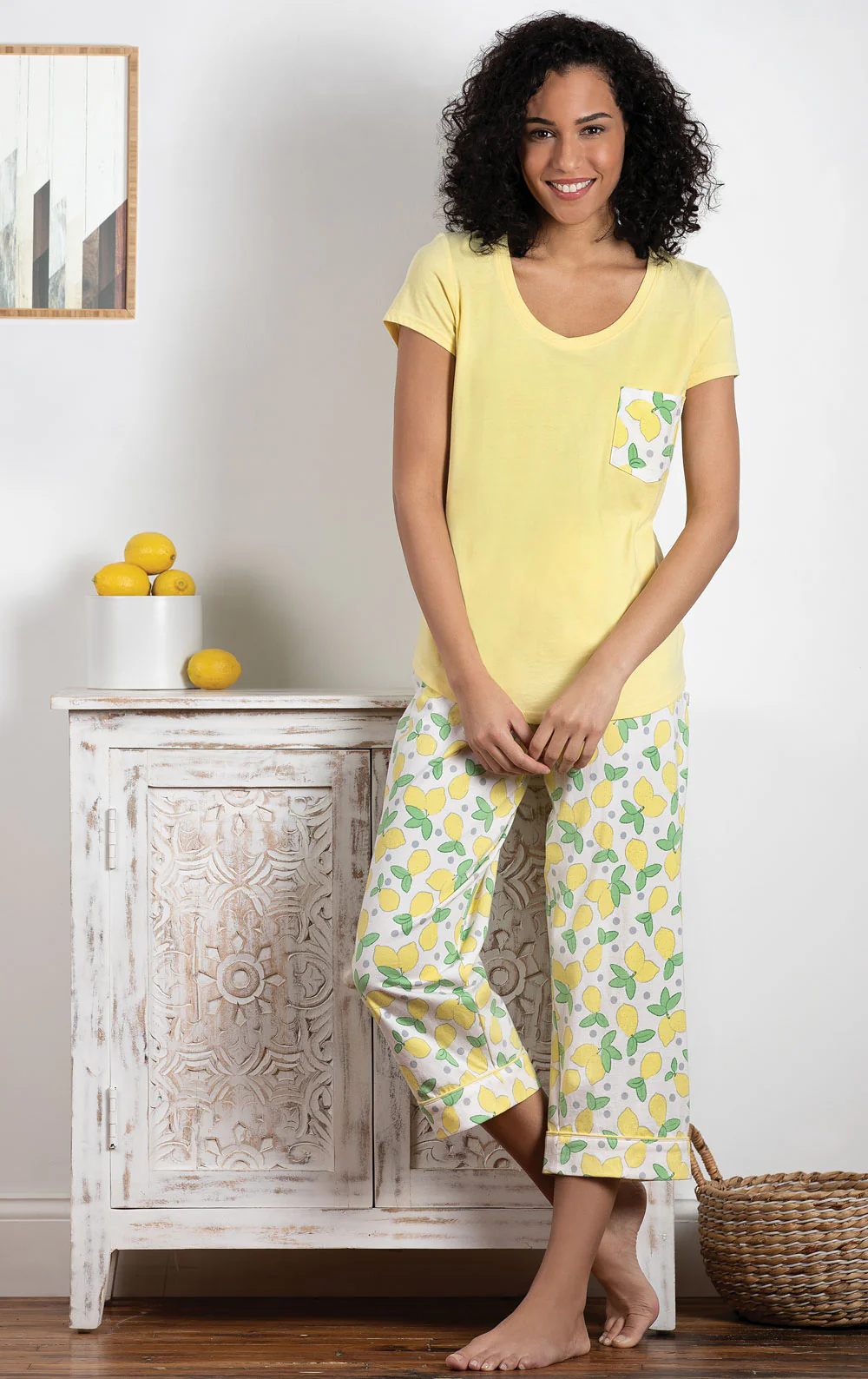 Printed Pocket Tee Capri Pajamas- Final Sale - Image 16