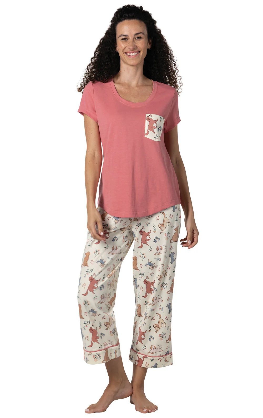 Printed Pocket Tee Capri Pajamas- Final Sale - Image 8
