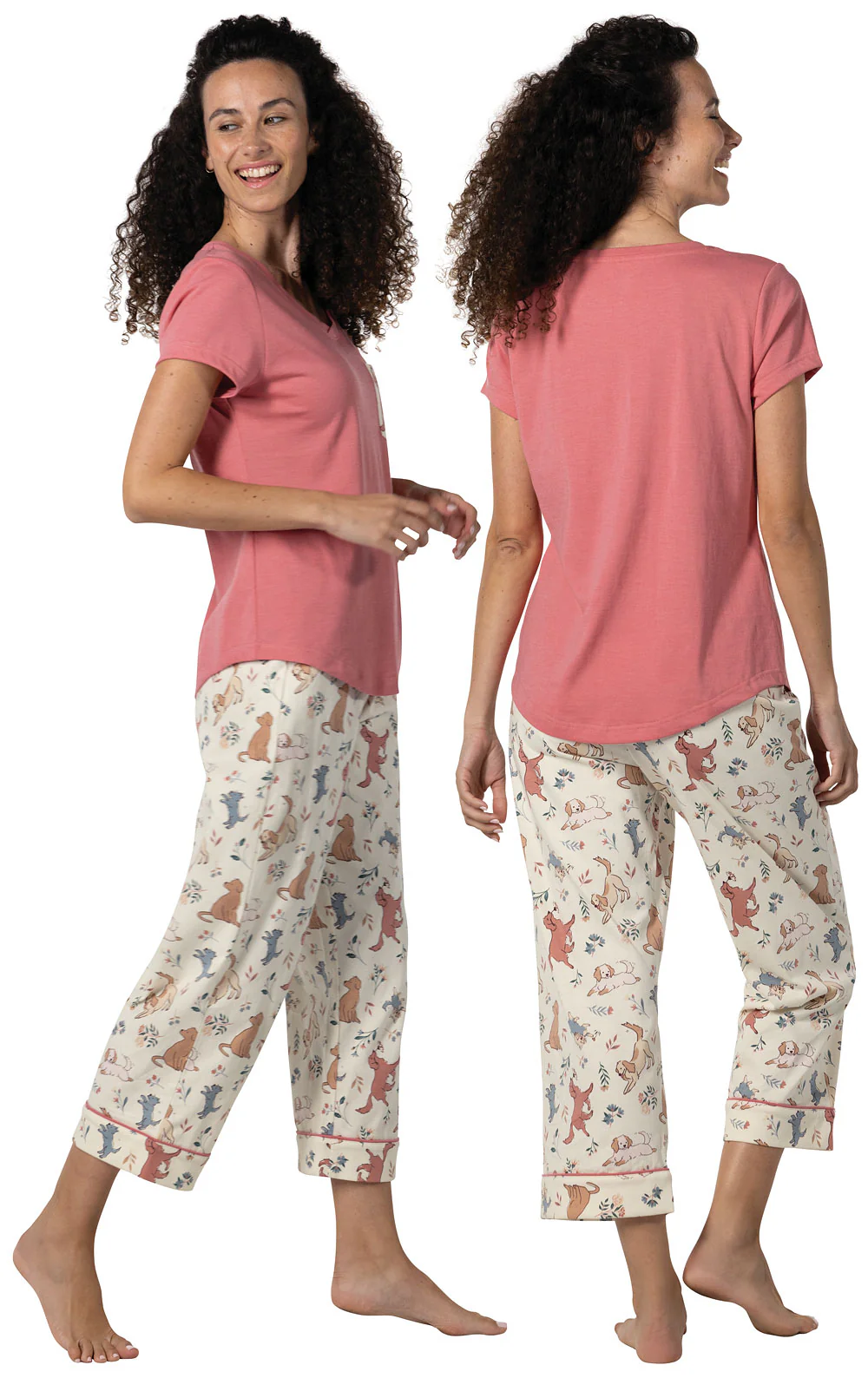 Printed Pocket Tee Capri Pajamas- Final Sale - Image 9