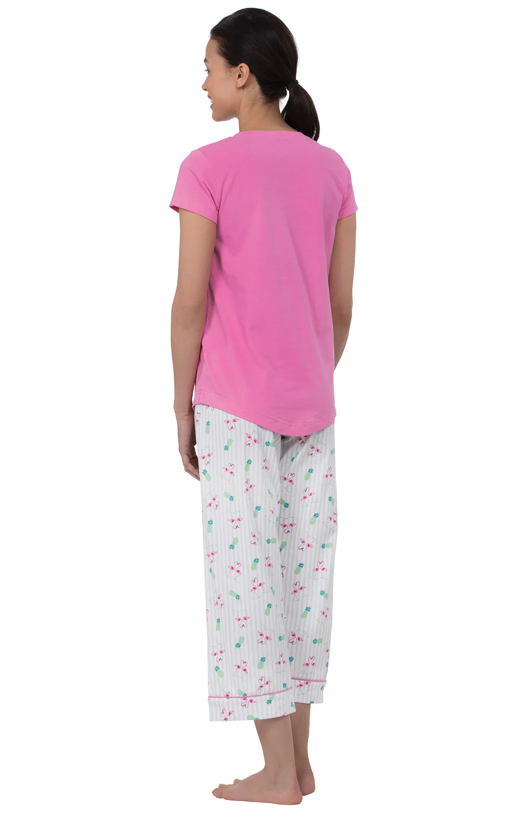 Pocket Tee Capri Pajamas - Flamingo Stipe - Final Sale - Image 5
