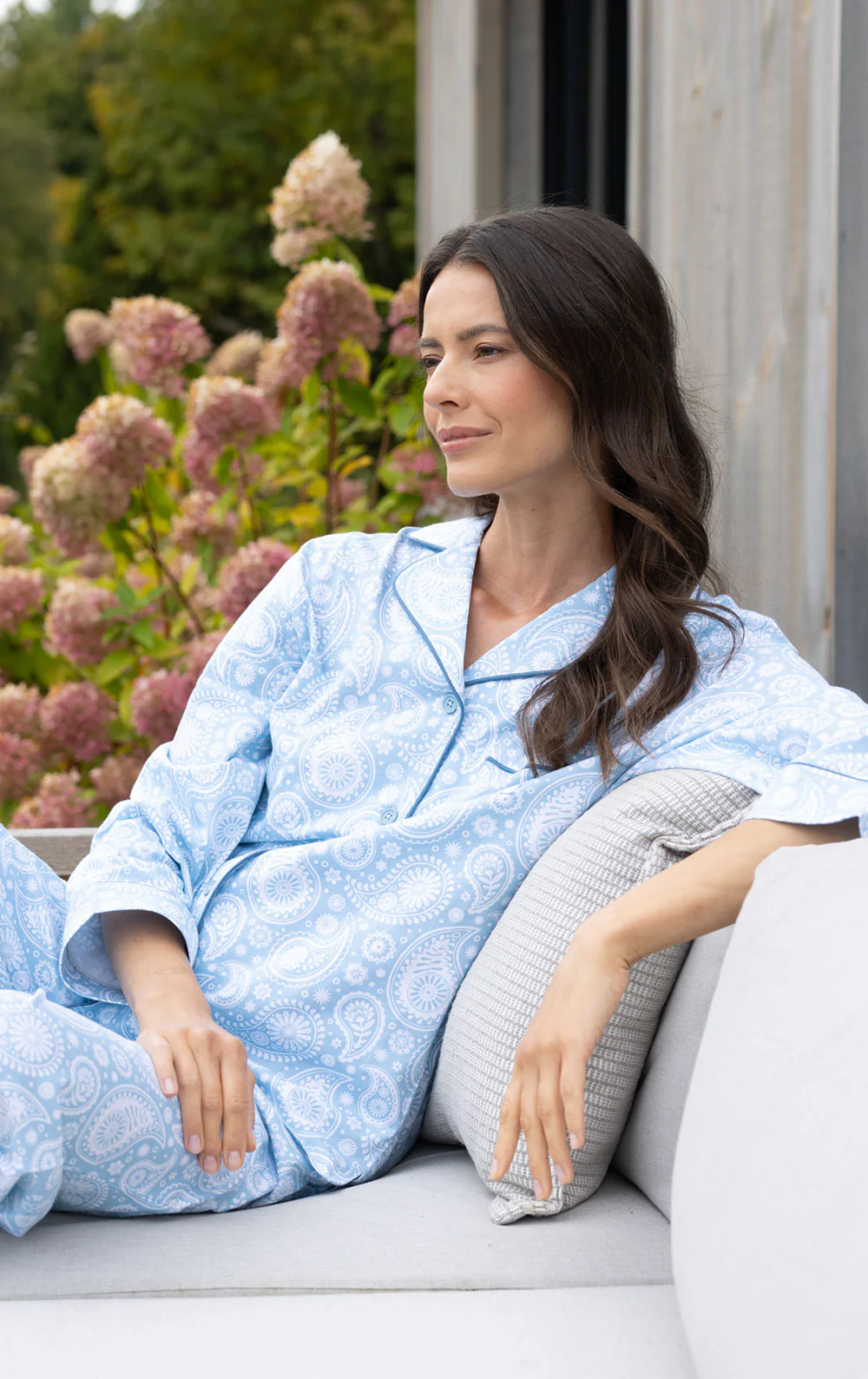 Printed Button-Front Pajamas - Blue Paisley - Image 5
