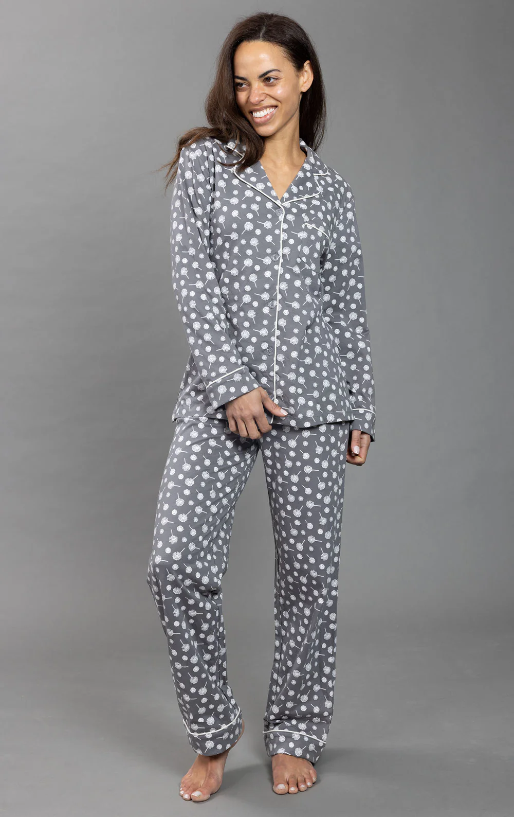 Printed Button-Front Pajamas - Blue Paisley - Image 6
