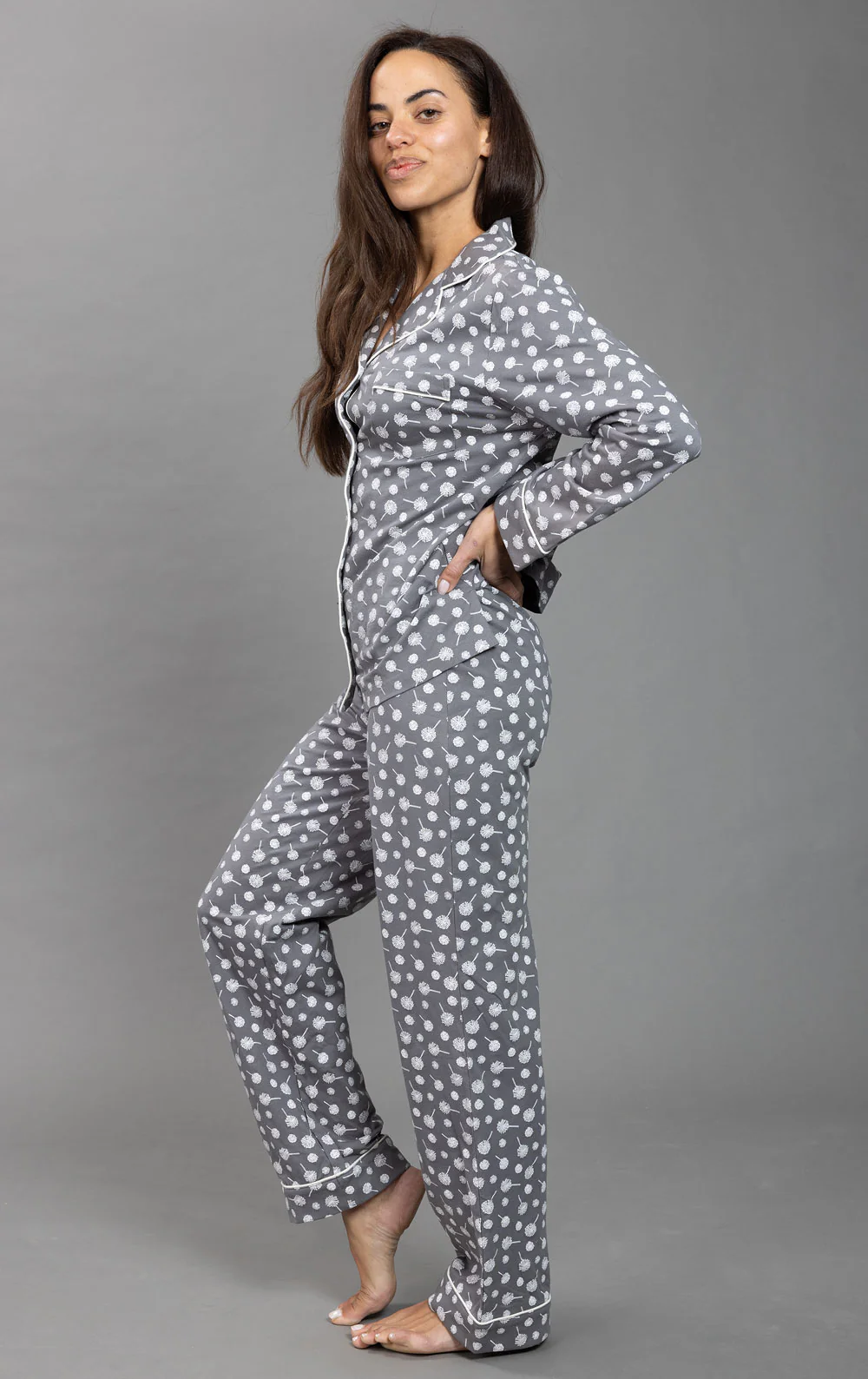 Printed Button-Front Pajamas - Blue Paisley - Image 7