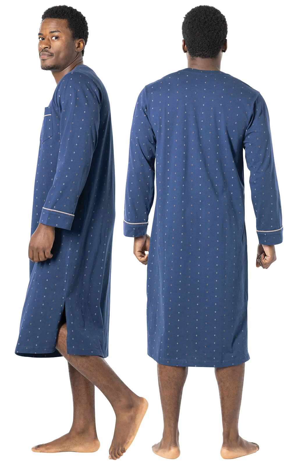 Printed Jersey Men's Nightshirt - Navy Geo - Image 3