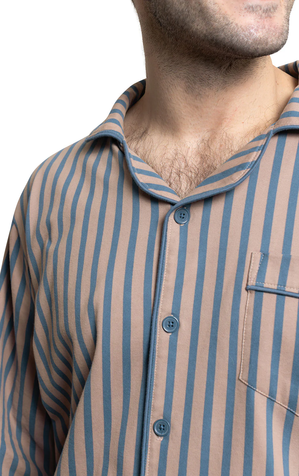 Printed Long Sleeve Button-Front Men's Pajamas - Image 7