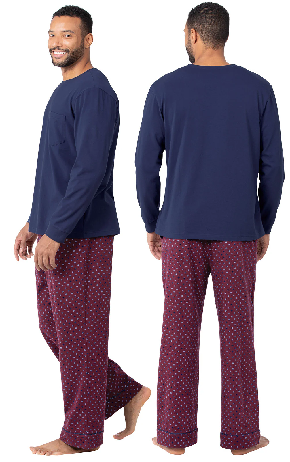 Printed Long Sleeve Pullover Men's Pajamas - Image 3