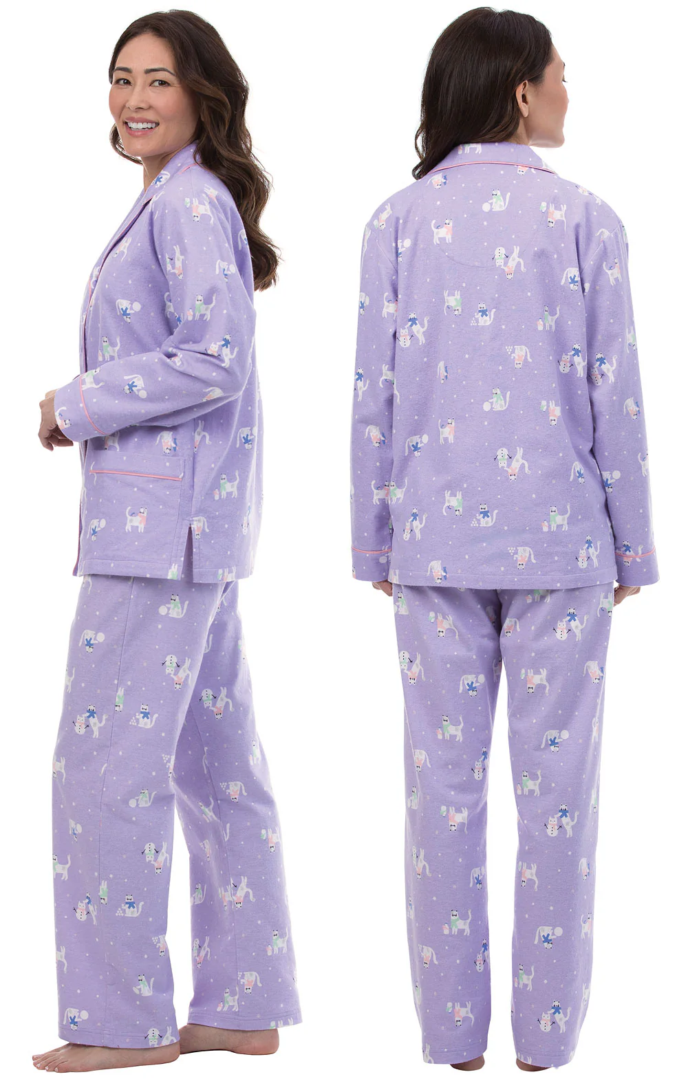 Purrrfect Button-Front Flannel Pajamas - Image 2