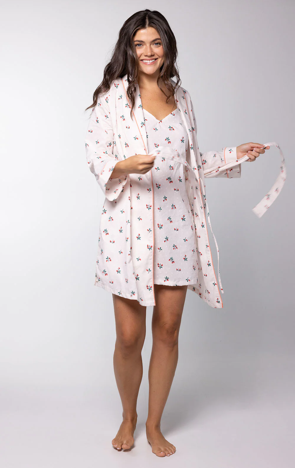 Rested Cotton Short Robe – Strawberry Cream - Image 2