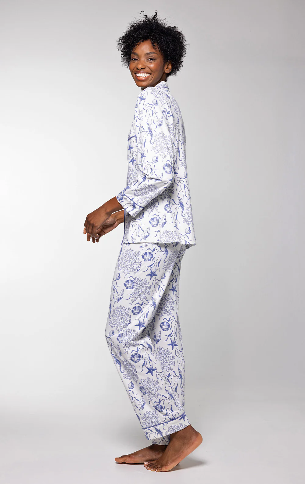 Saltwater Seashells Button-Front Pajamas - Image 4