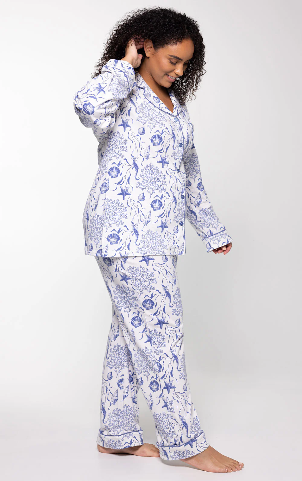 Saltwater Seashells Button-Front Pajamas - Image 5