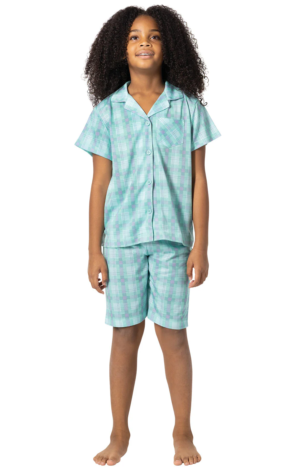 Short Sleeve Button-Front & Shorts Unisex Kids Pajamas - Image 2