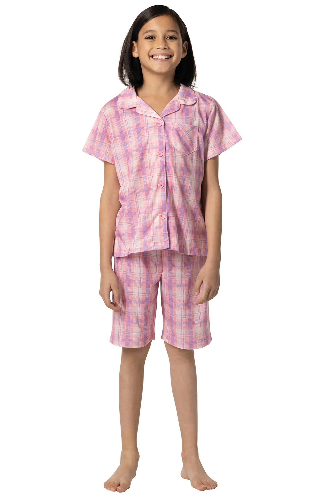 Short Sleeve Button-Front & Shorts Unisex Kids Pajamas - Image 3