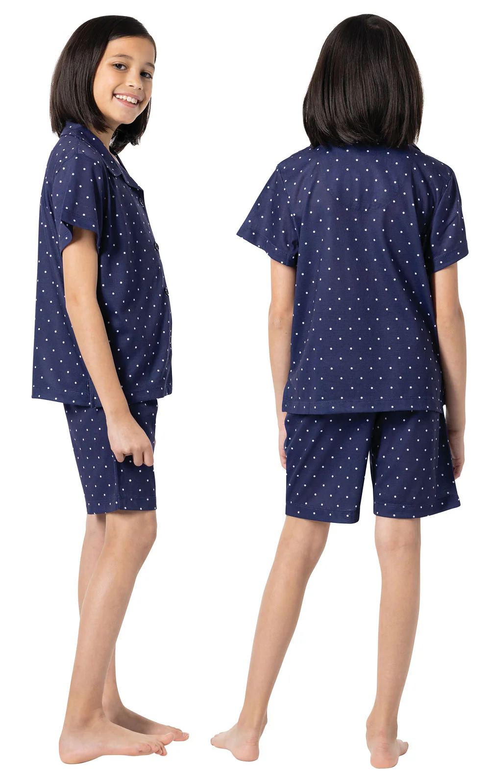 Short Sleeve Button-Front & Shorts Unisex Kids Pajamas - Image 4