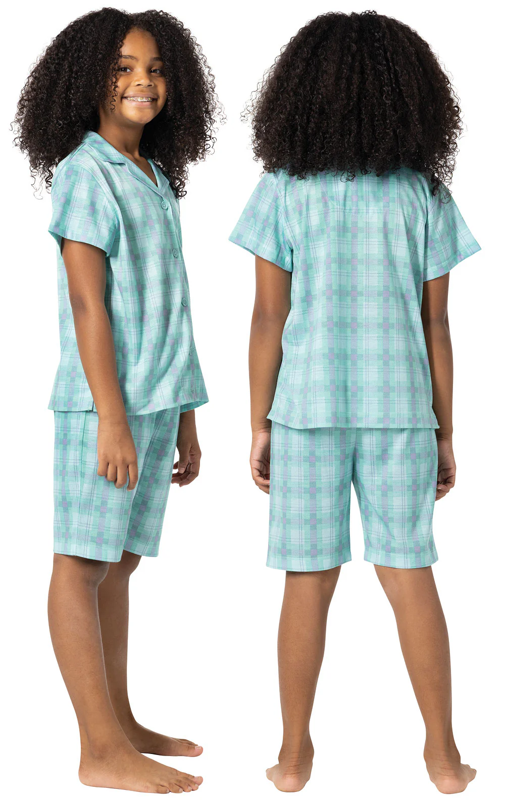 Short Sleeve Button-Front & Shorts Unisex Kids Pajamas - Image 5