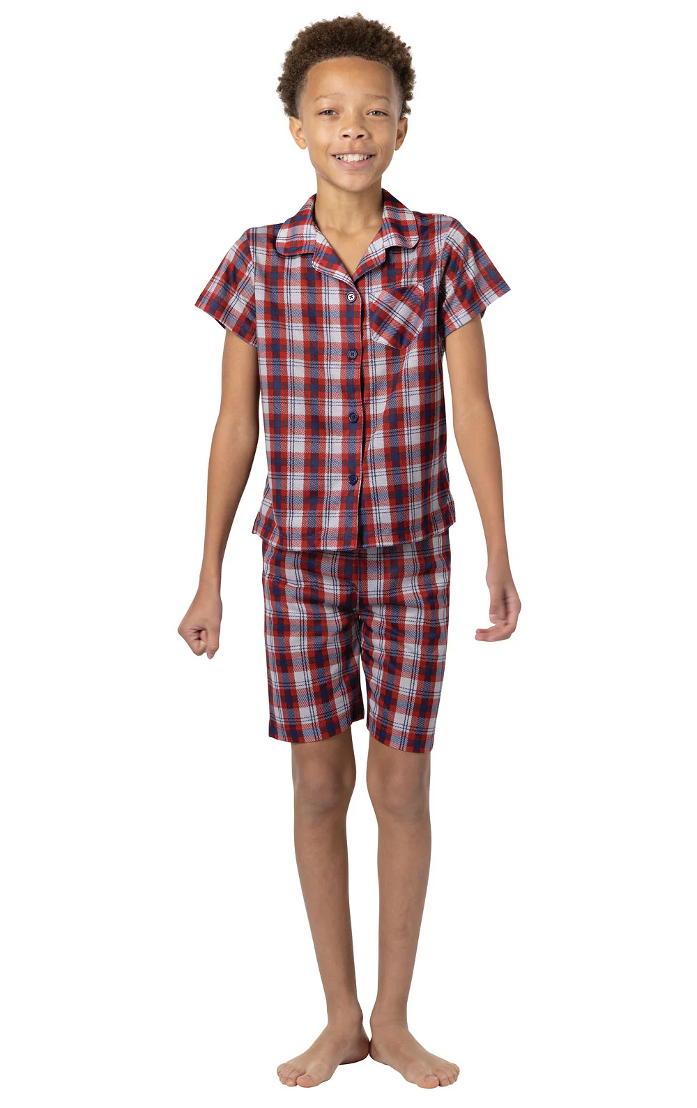 Button-Front Short Sleeve & Shorts Unisex Kids Pajamas - Image 4