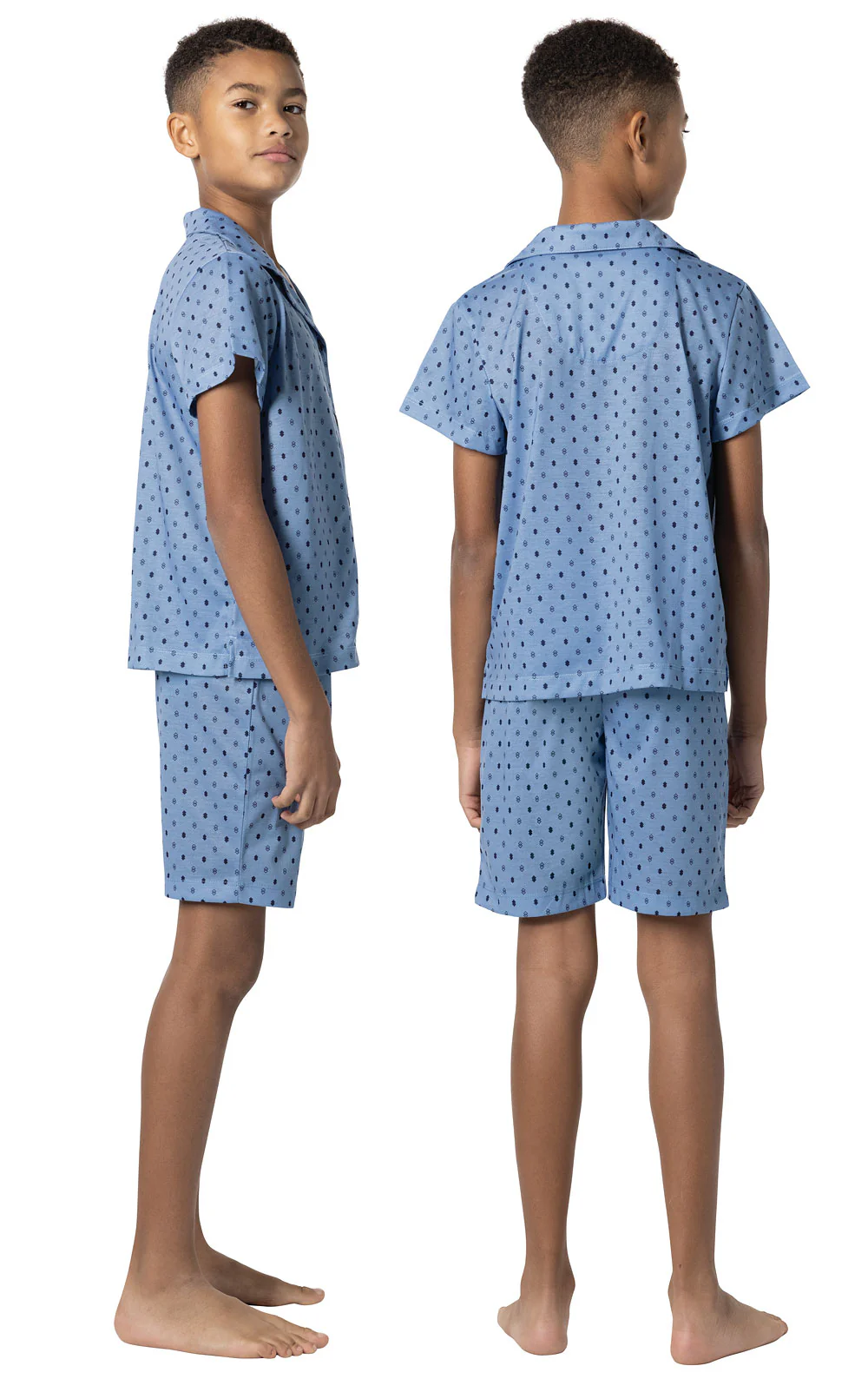 Button-Front Short Sleeve & Shorts Unisex Kids Pajamas - Image 5