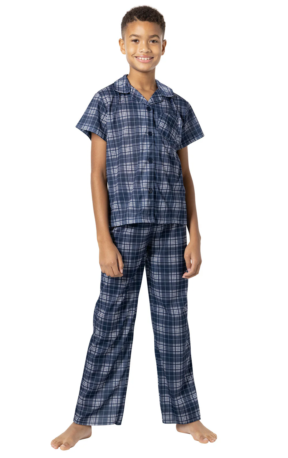 Button-Front Short Sleeve Unisex Kids Pajamas - Image 3