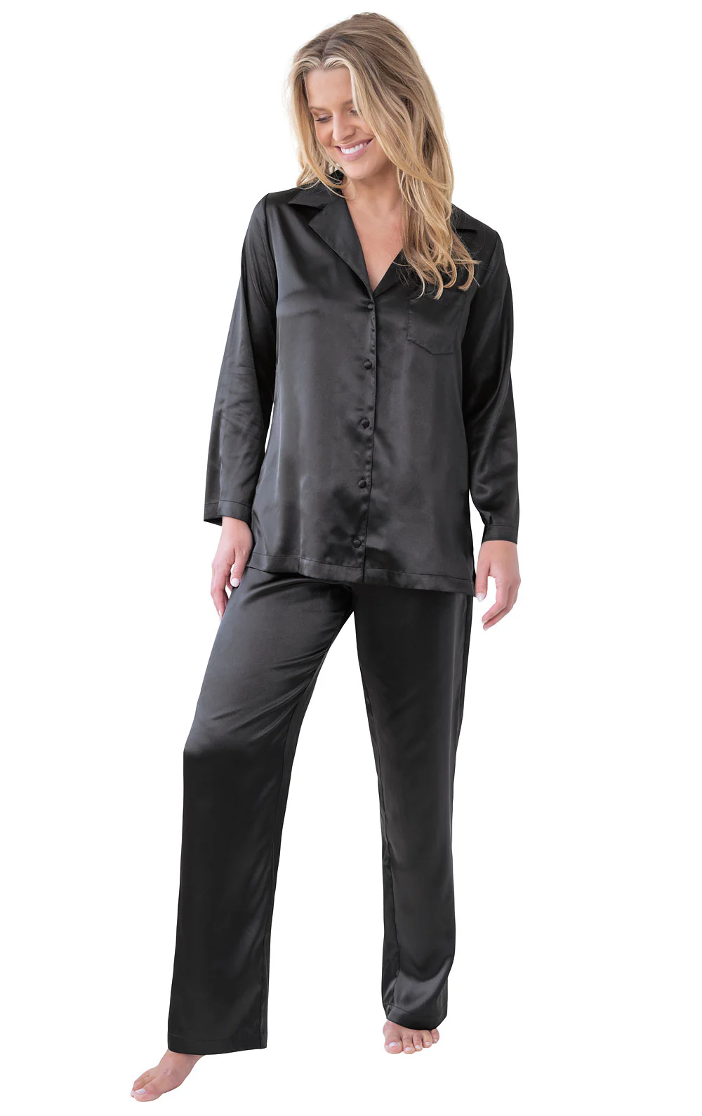 Smooth Seduction Satin Button-Front Pajamas - Image 3