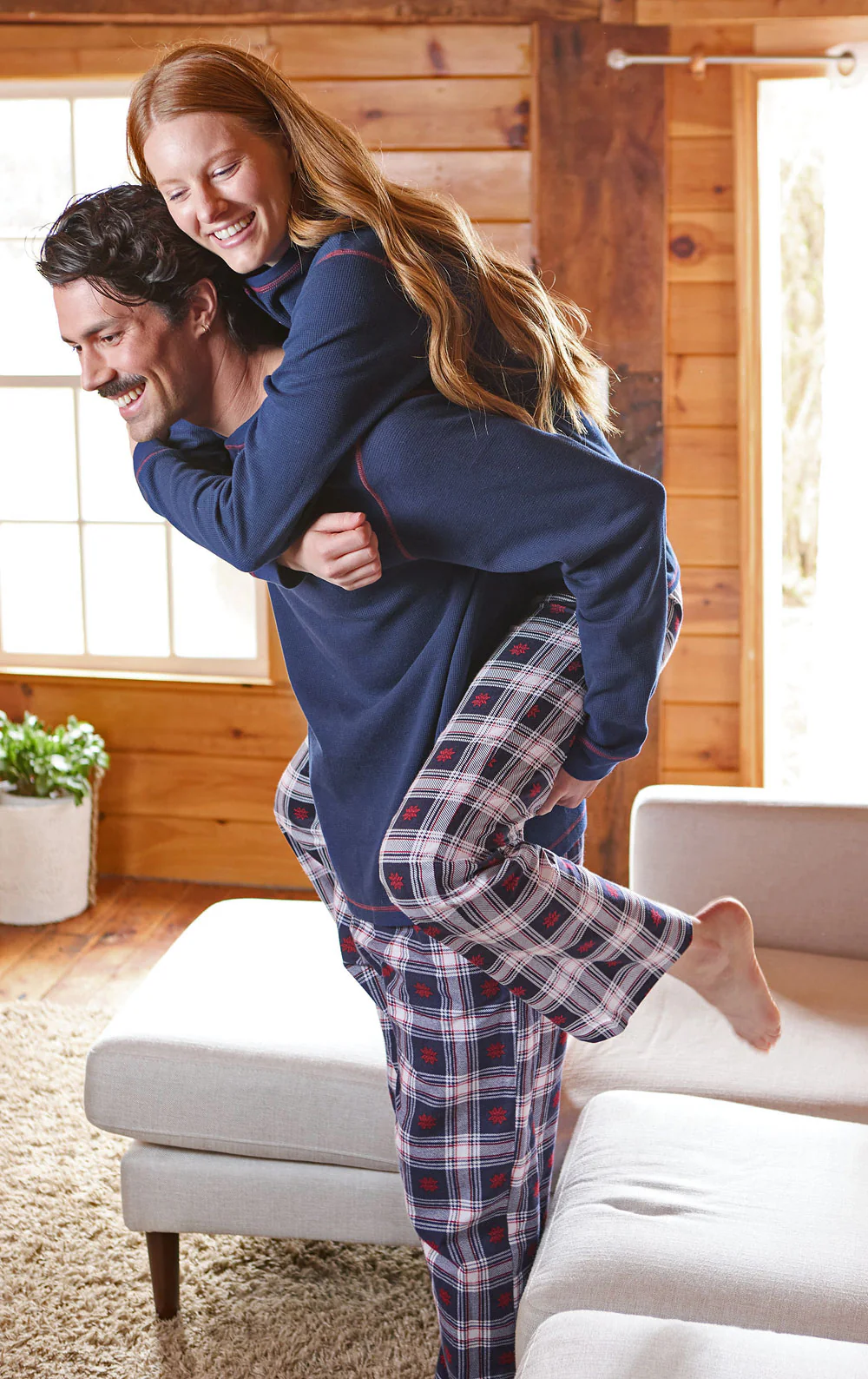 Snowfall Plaid Flannel Matching Couples Pajamas - Image 3