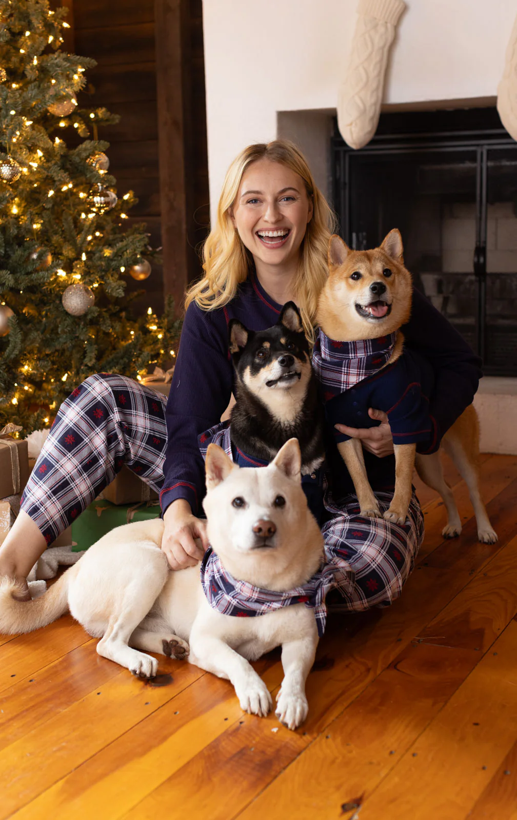 Snowfall Plaid Flannel Matching Pet and Owner Pajamas - Image 3