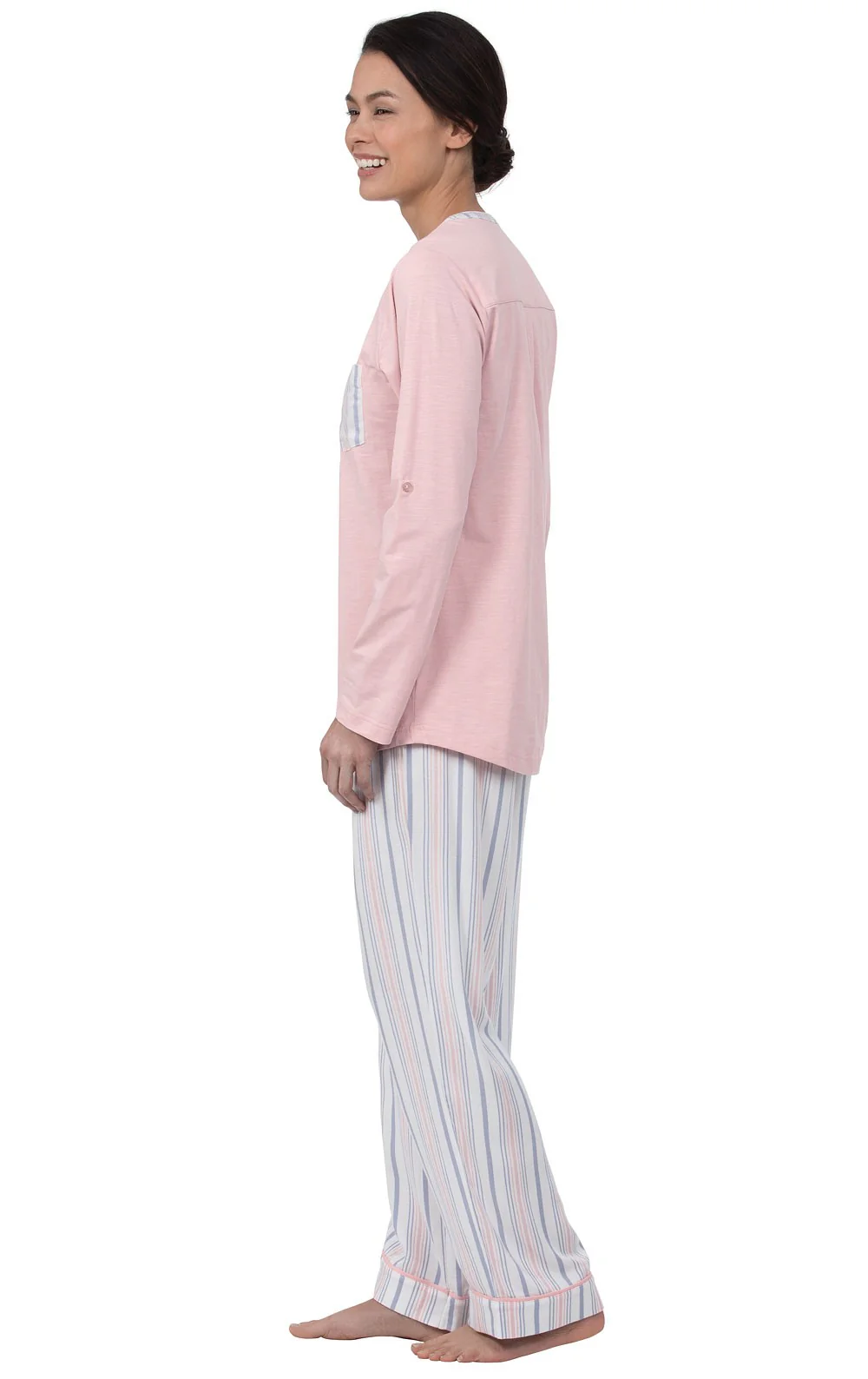 Soft Stripe Henley Pajamas - Image 4