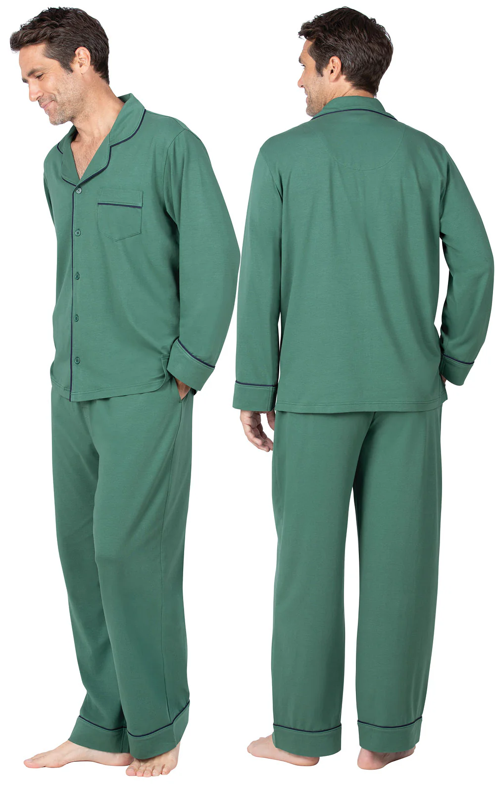 Solid Jersey Button-Front Men's Pajamas - Image 11