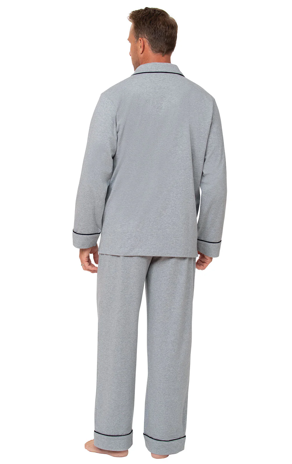 Solid Jersey Button-Front Men's Pajamas - Image 14