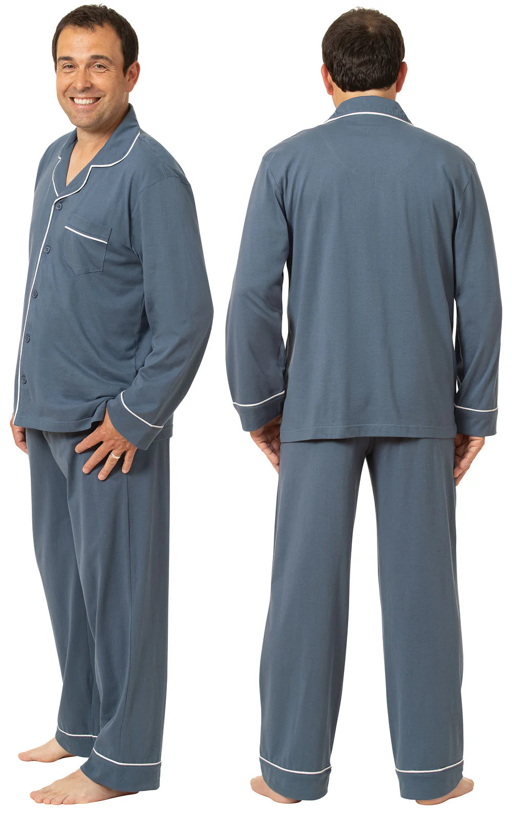 Solid Jersey Button-Front Men's Pajamas - Image 17