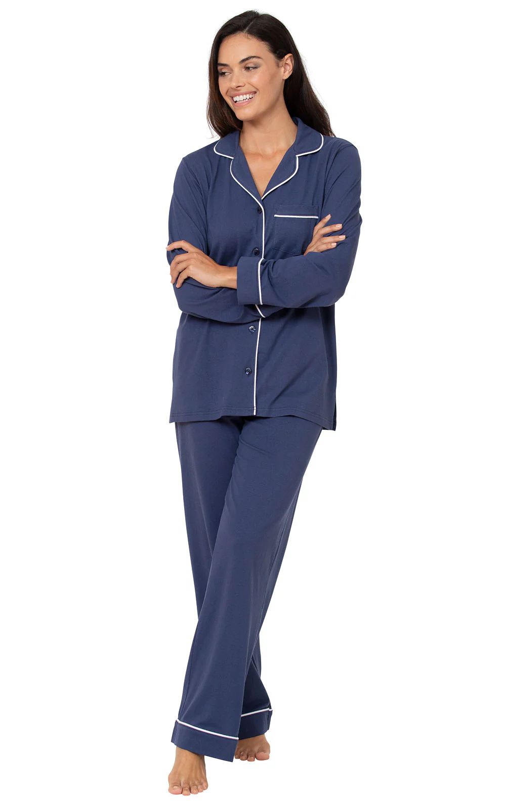 Solid Jersey Button-Front Pajamas - Image 14