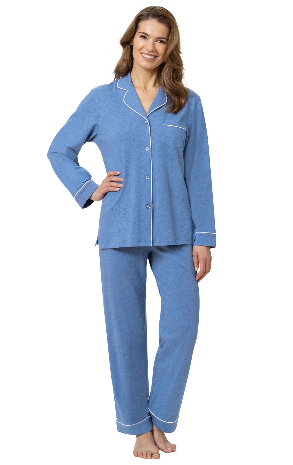Solid Jersey Button-Front Pajamas - Image 16