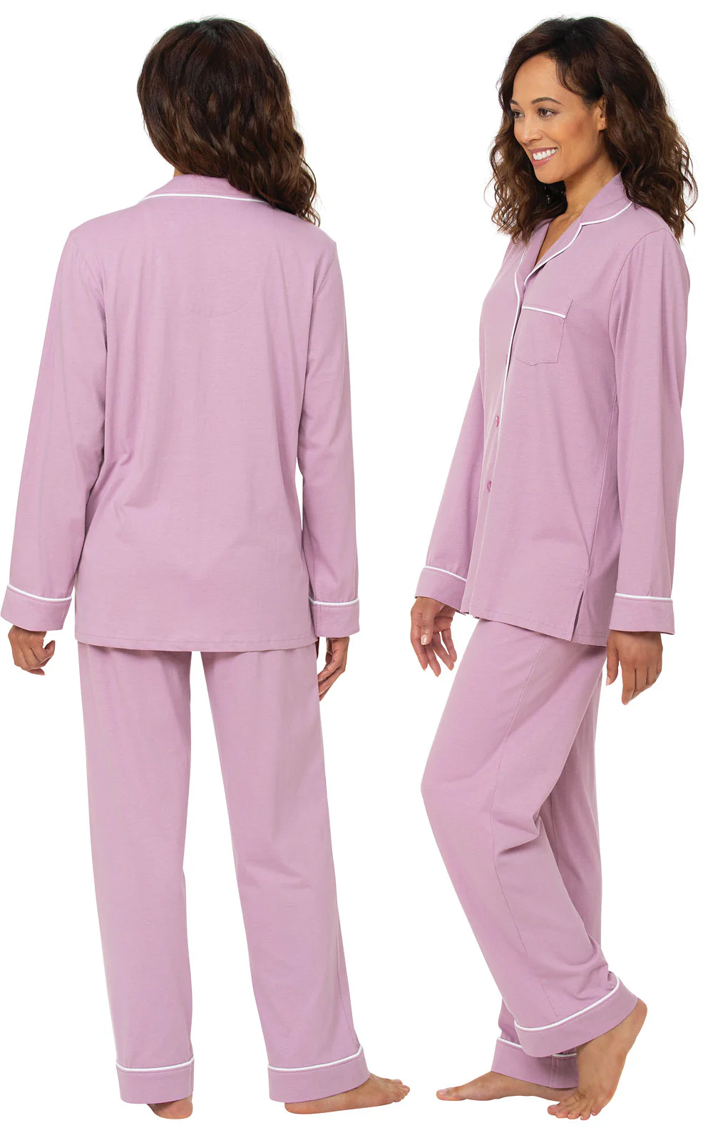 Solid Jersey Button-Front Pajamas - Image 20