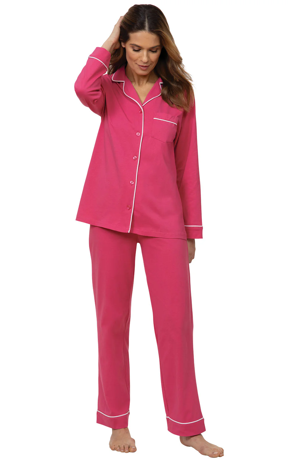 Solid Jersey Button-Front Pajamas - Image 21