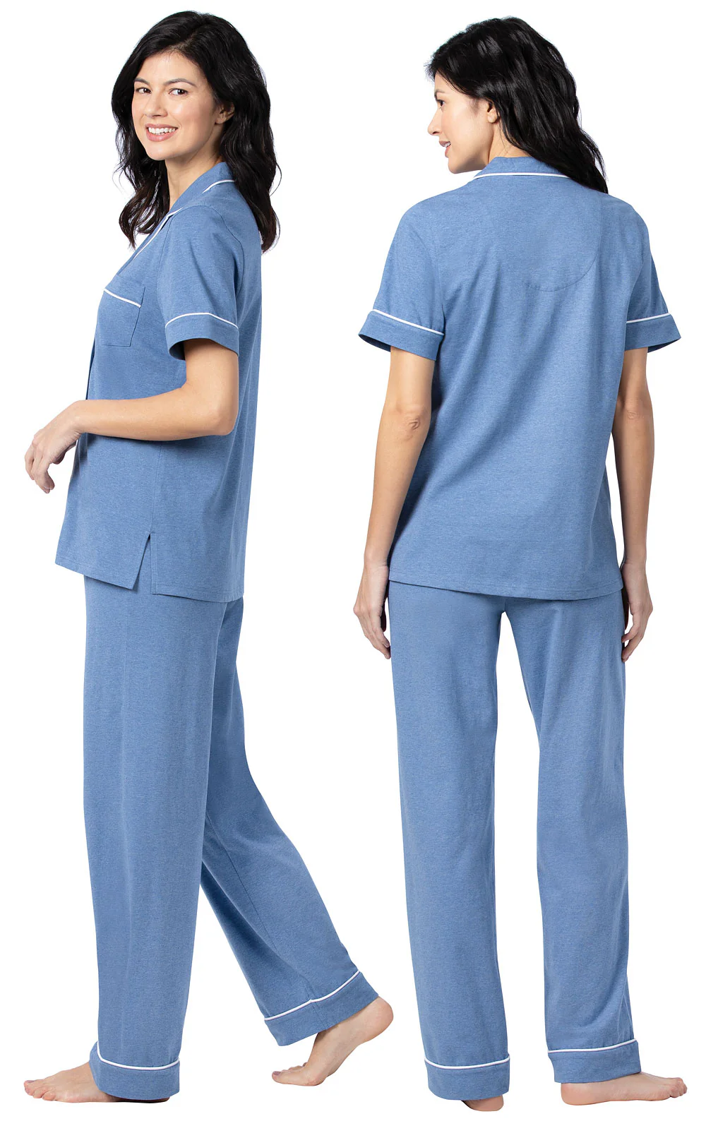 Solid Jersey Short-Sleeve Button-Front Pajamas - Image 22