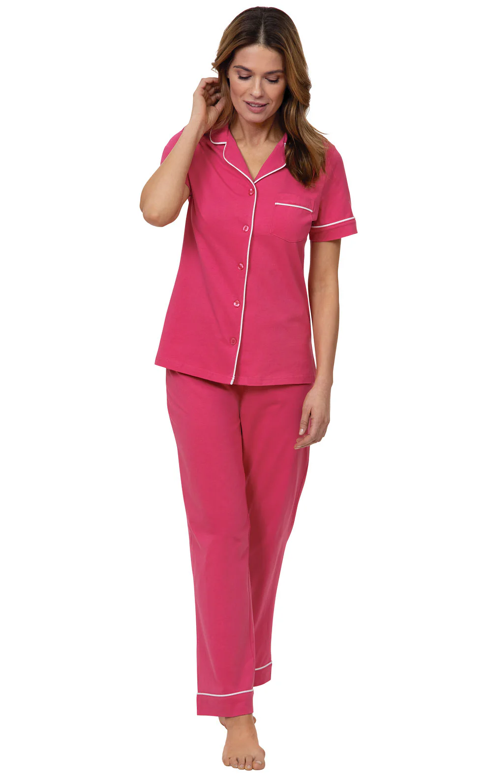 Solid Jersey Short-Sleeve Button-Front Pajamas - Image 25