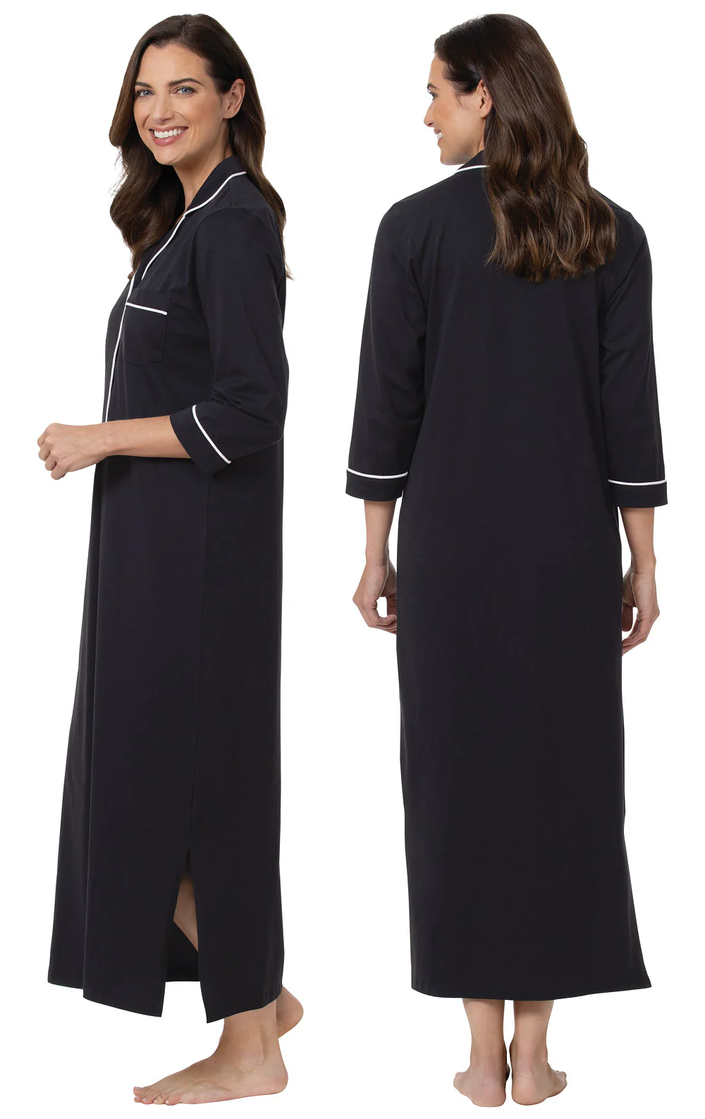 Solid Jersey ¾ Sleeve Nightgown - Image 2