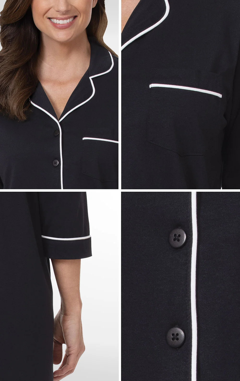 Solid Jersey ¾ Sleeve Nightgown - Image 4