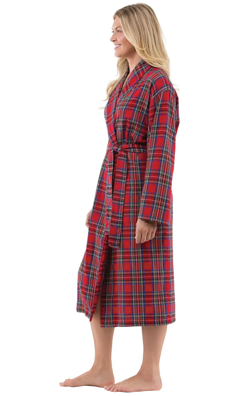 Stewart Plaid Flannel Robe - Image 4
