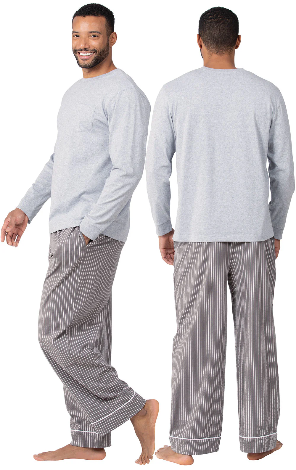 Striped Long Sleeve Pullover Men's Pajamas - Image 3