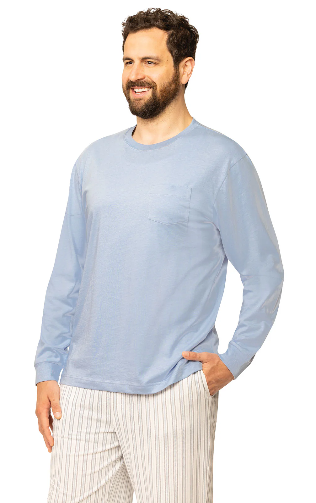 Striped Long Sleeve Pullover Men's Pajamas - Image 5