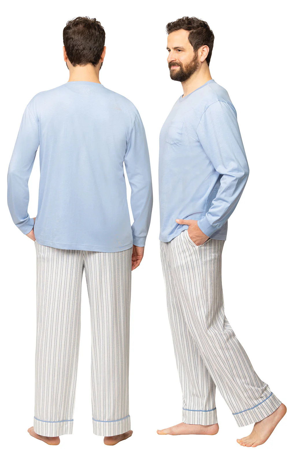 Striped Long Sleeve Pullover Men's Pajamas - Image 6