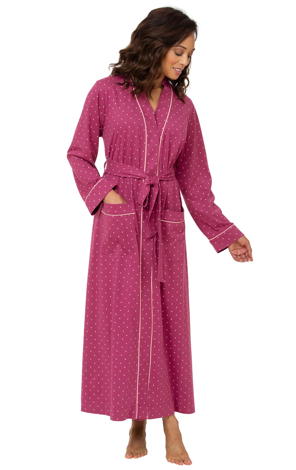 Classic Polka Dots Long Robe - Navy - Image 4